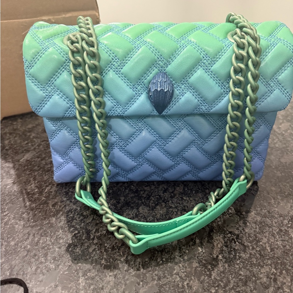 NWT Kurt Gieger Mint Green and Blue Quilted Women's Bag
